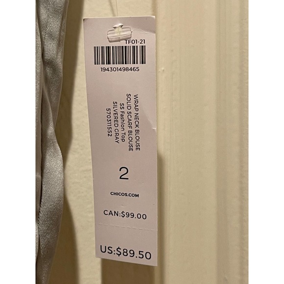 CHICO'S Dressy Silver Top - Size 2 (Large) - NEW!! - Picture 4 of 11